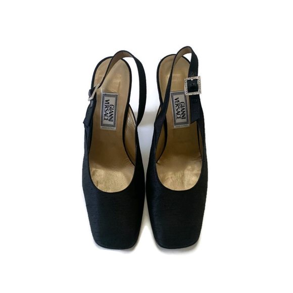 Versace Shoes - Gianni Versace Vintage Textile Slingback Heels